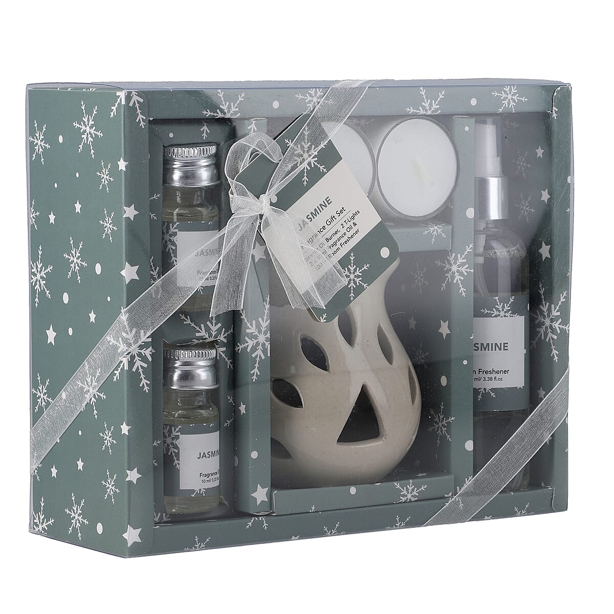 Fragrance Gift Set (Ceramic Burner, 2 Fragrance Oils, 2 Tea-lights & 1 Room Spray) - FRAGRANCE Jasmine image number 2