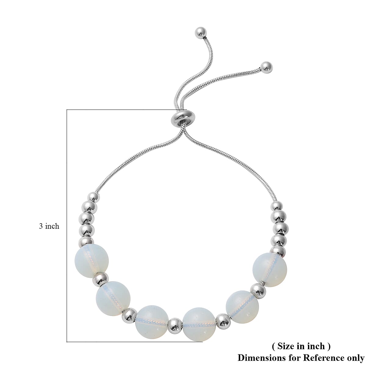 Opalite 9-11mm Beaded Bolo Bracelet in Stainless Steel 53.60 ctw image number 2