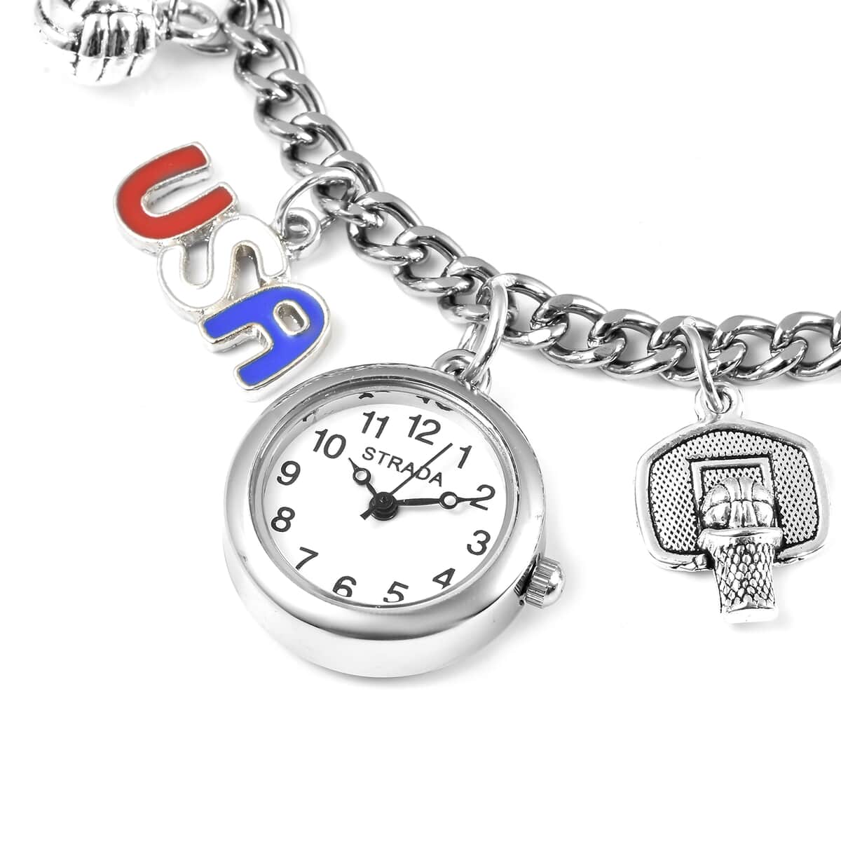 Strada Japanese Movement USA Sports Charm Bracelet Watch (up to 8.5 inches) image number 3
