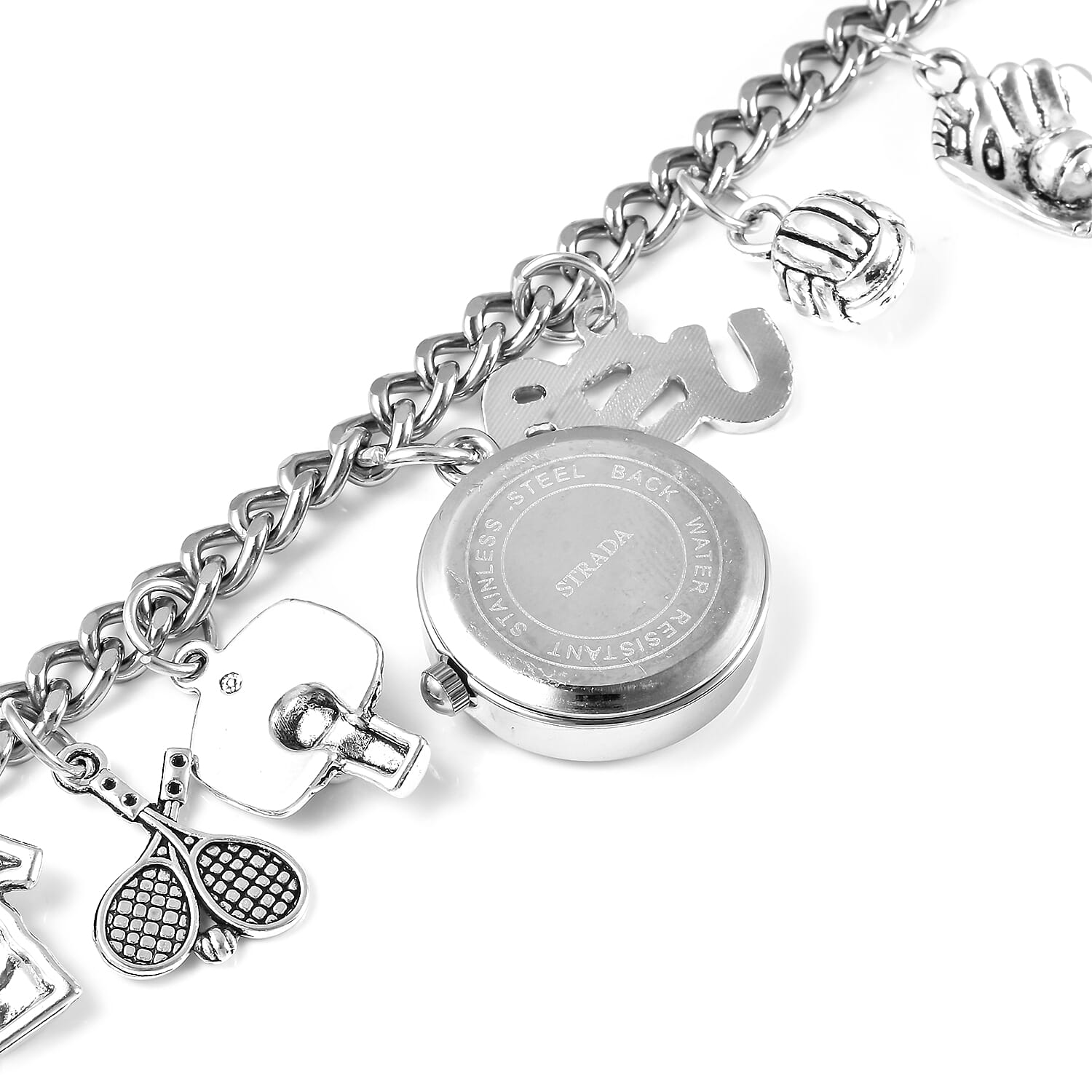 Strada Japanese Movement USA Sports Charm Bracelet Watch (up to 8.5 inches)