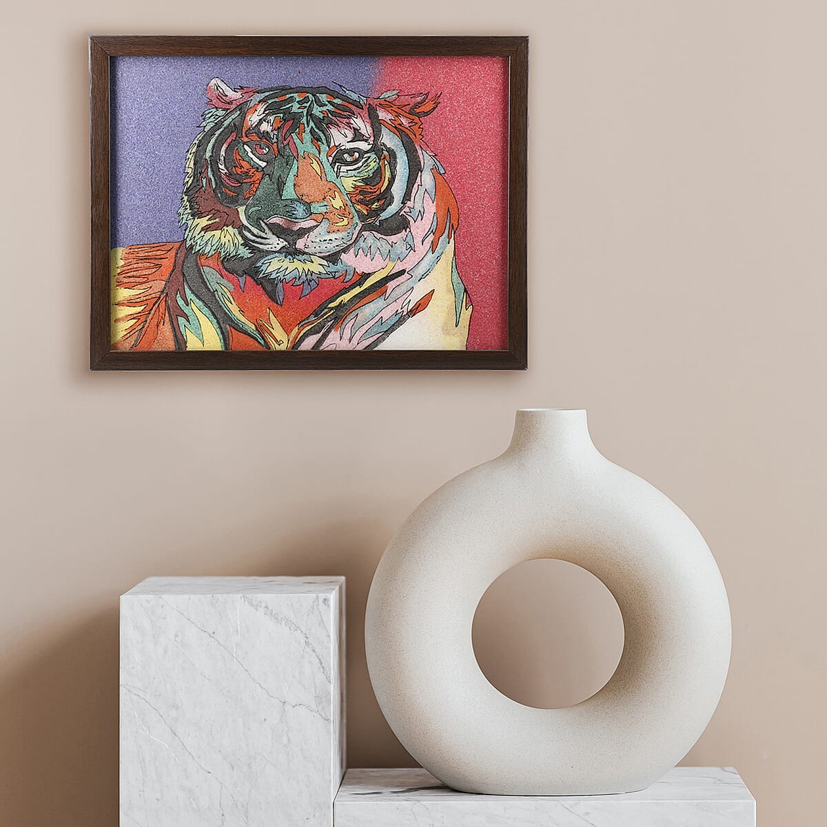 Handcrafted Gemstone Tiger Wall Painting (0.88 lbs) image number 1