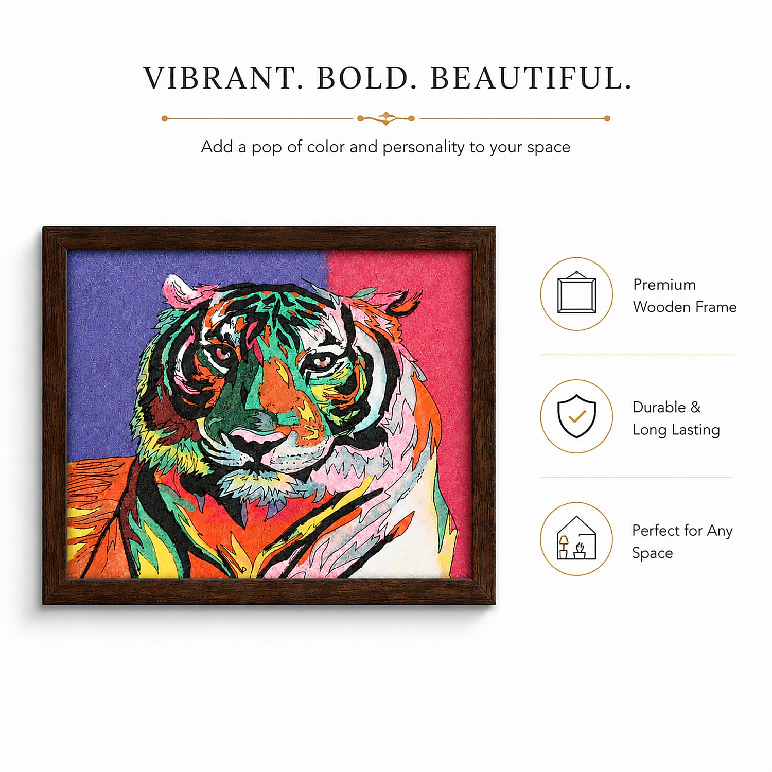 Handcrafted Gemstone Tiger Wall Painting (0.88 lbs)
