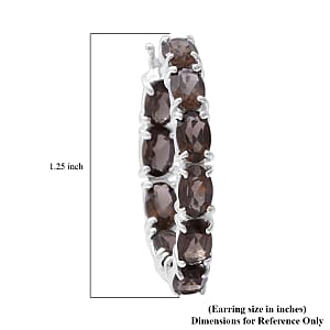 Brazilian Smoky Quartz Hoop Earrings in Platinum Over Sterling Silver 9.40 ctw