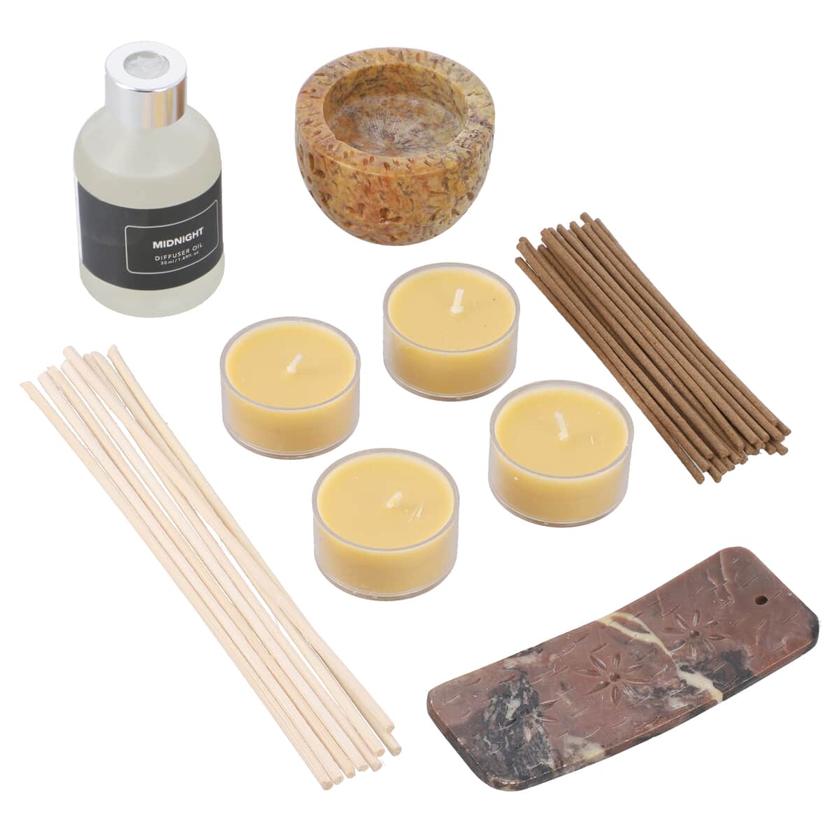 Fragrance Gift Set (Reed Diffuser, 4 Tea Lights & Incense Holder with 20 Sticks) Fragrance - Midnight Jasmine image number 0