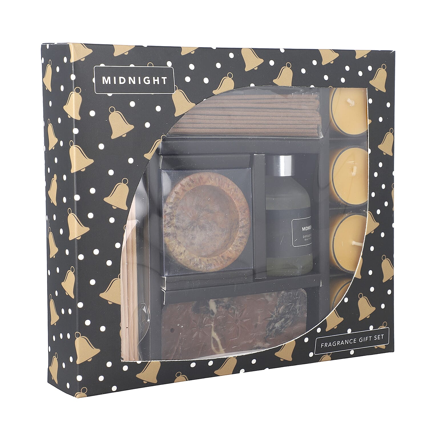Fragrance Gift Set (Reed Diffuser, 4 Tea Lights & Incense Holder with 20 Sticks) Fragrance - Midnight Jasmine