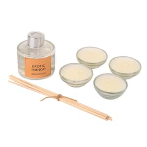 Exotic Mango - Fragrance Gift Set - Reed Diffuser 80ML with 4 Glass Candles