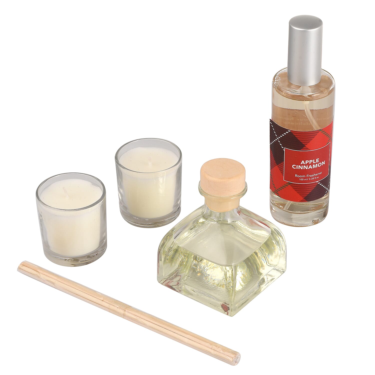 Fragrance Gift Set (Reed Diffuser, Room Spray & 2 Glass Votive) FRAGRANCE - Apple Cinnamon