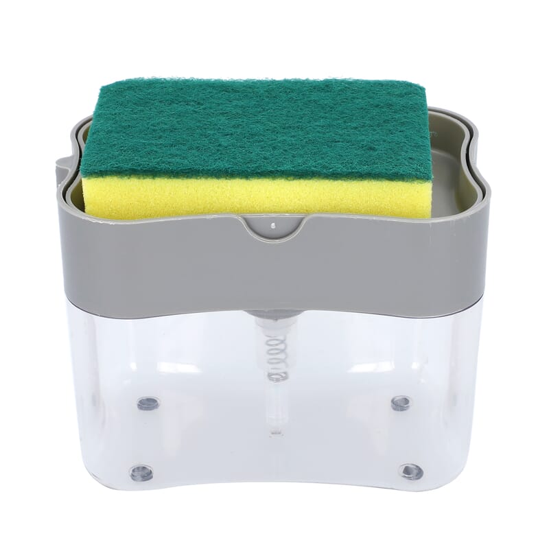 2-in-1 Light Gray Soap Dispenser with Sponge Holder