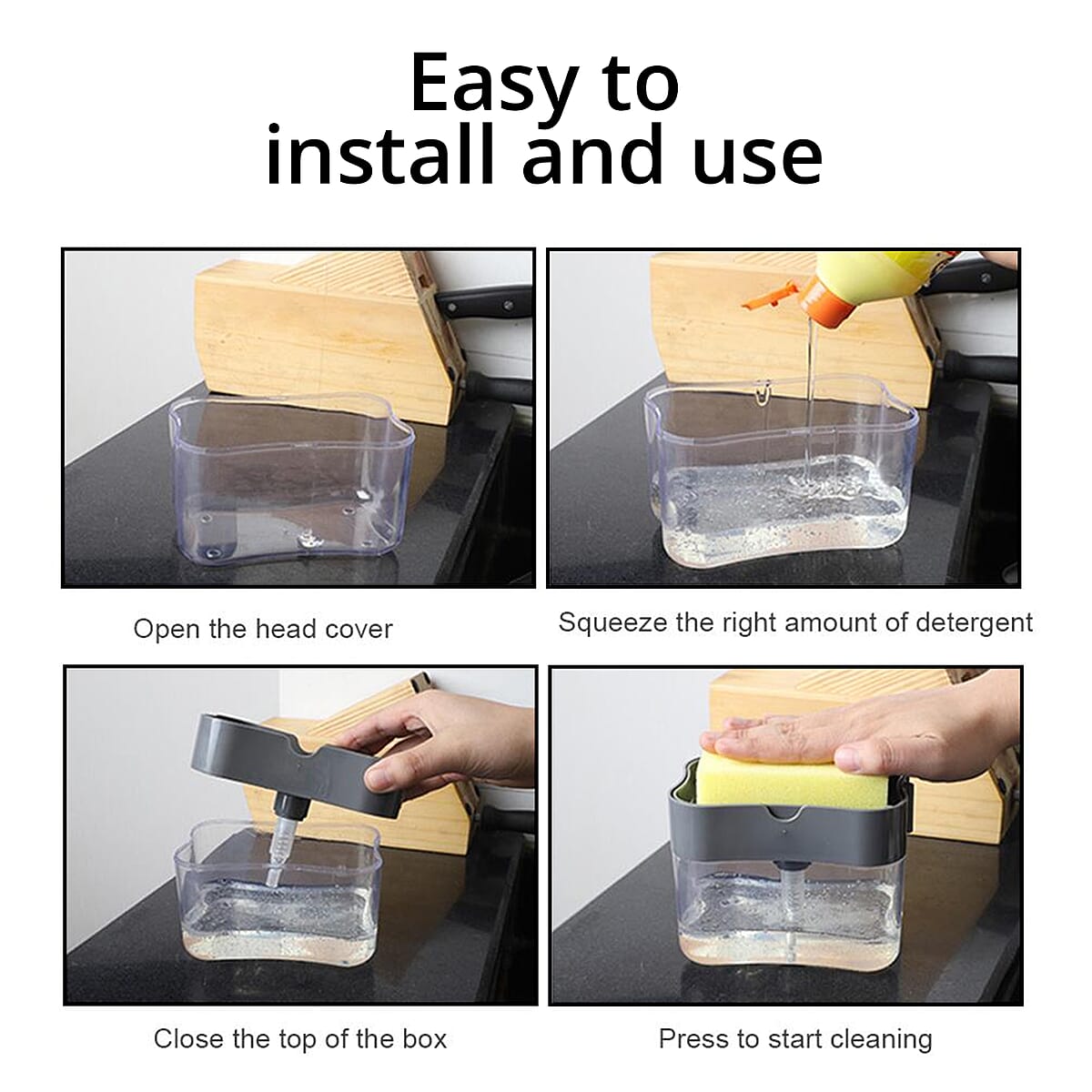 2-in-1 Dark Gray Soap Dispenser with Sponge Holder image number 3