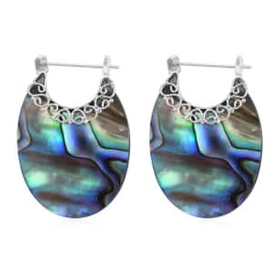 Abalone Shell Hoop Earrings in Sterling Silver