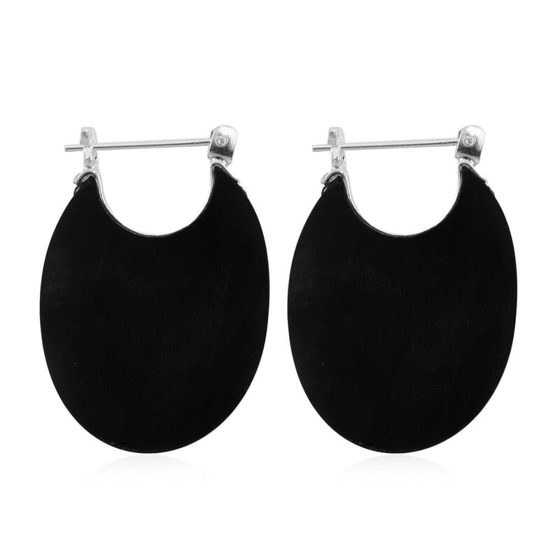 Abalone Shell Hoop Earrings in Sterling Silver