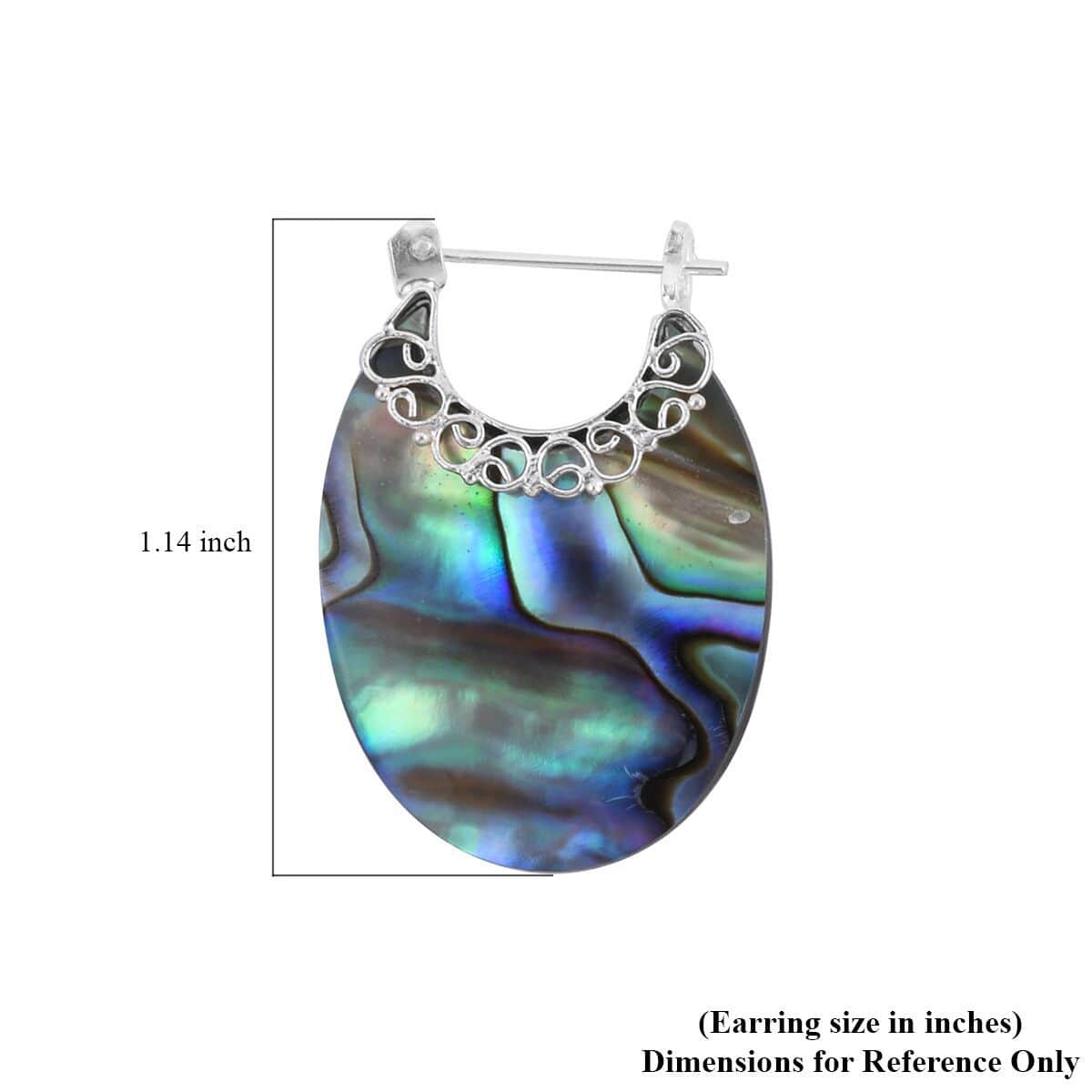 Abalone Shell Hoop Earrings in Sterling Silver image number 4