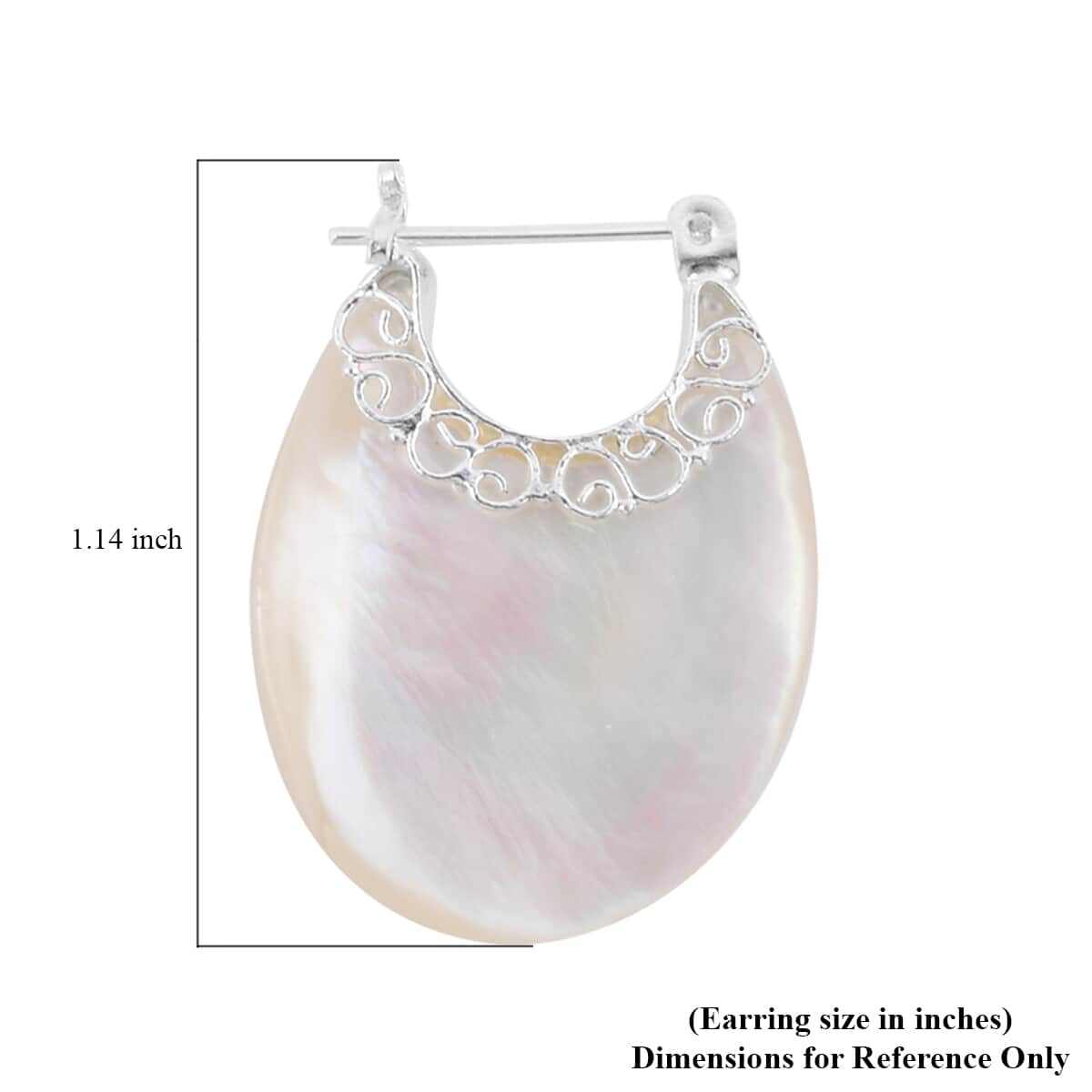 Mother Of Pearl Hoop Earrings in Sterling Silver image number 4