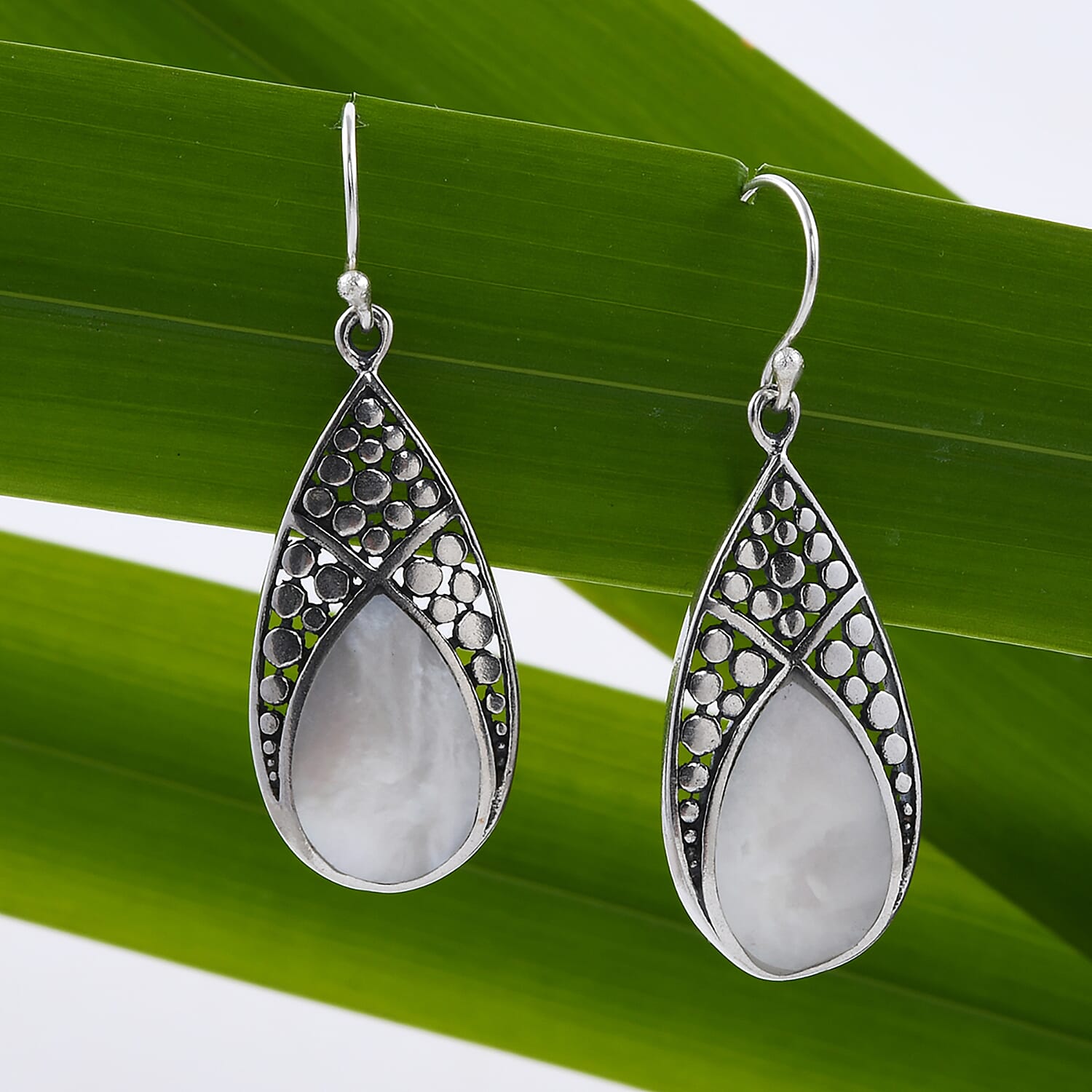 Mother Of Pearl Earrings in Sterling Silver