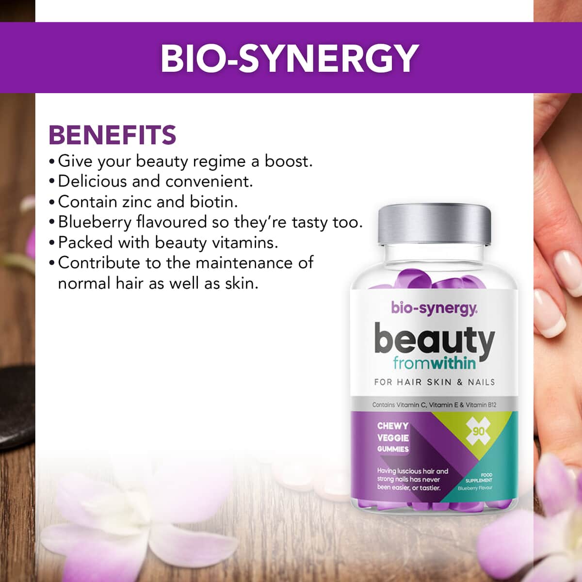 Bio-Synergy Beauty from Within Gummies For Hair Skin & Nails (60 Vegetarian Gummies) image number 2