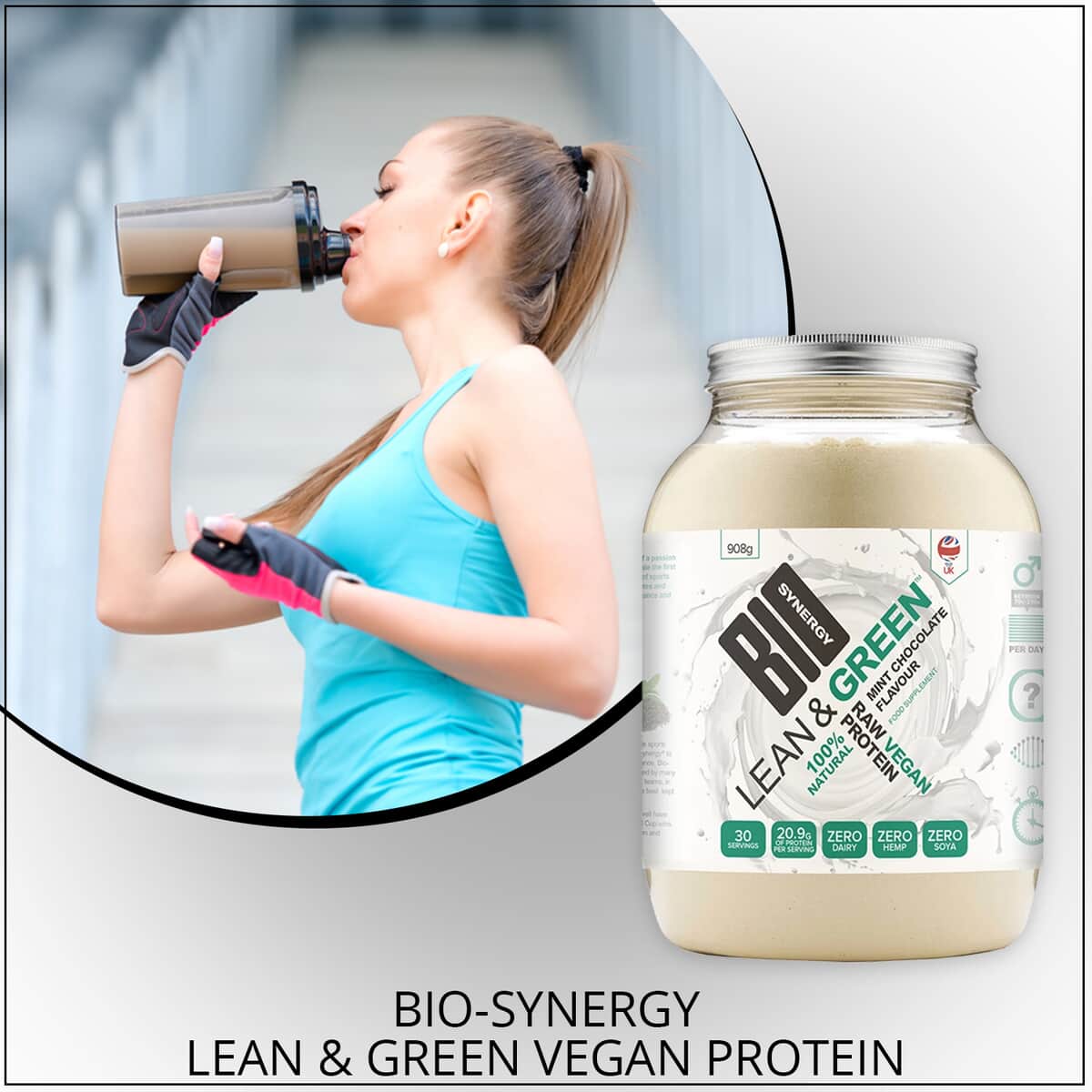 Bio-Synergy Lean & Green Vegan Peanut Flavour Protein (30 Servings) image number 1