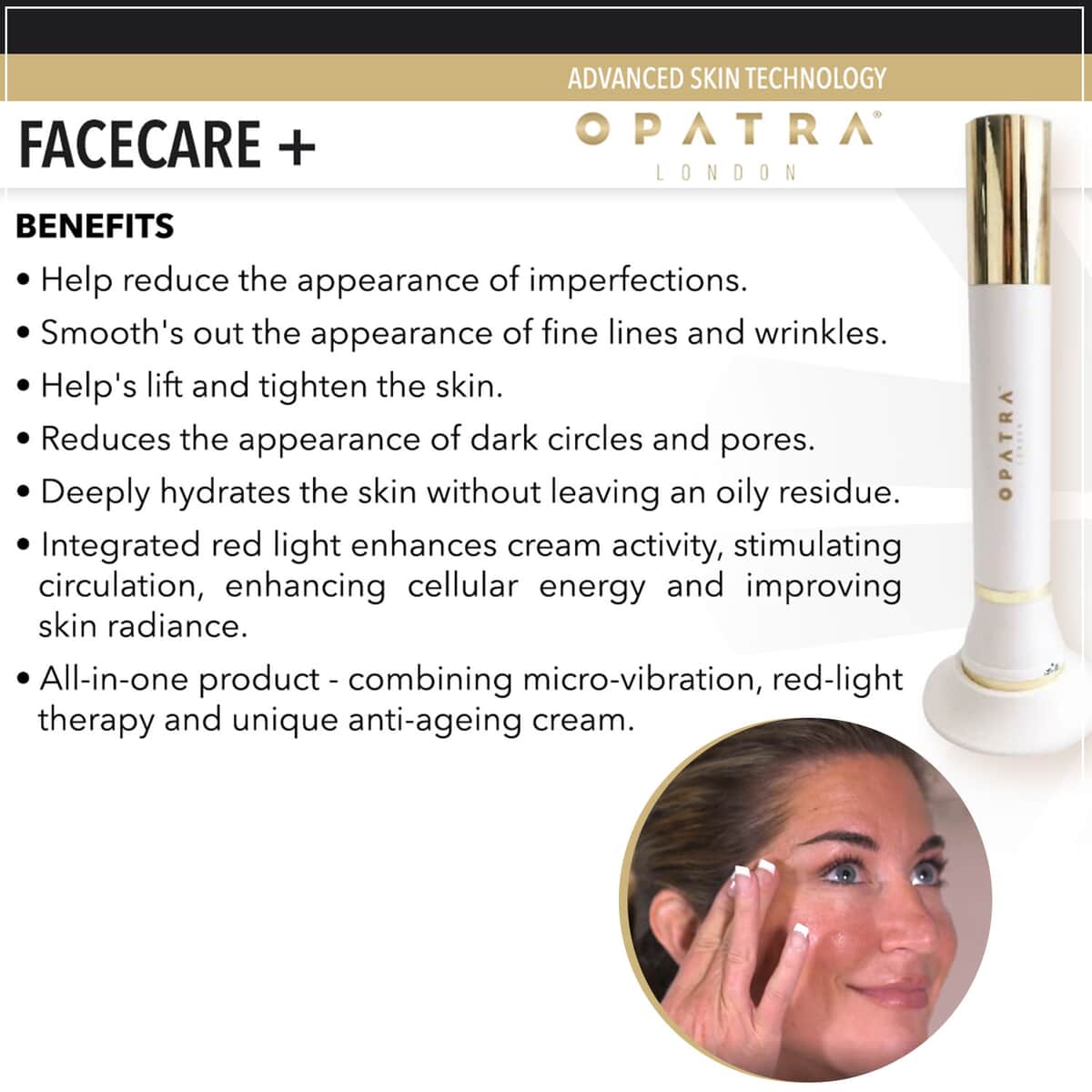 Opatra FaceCare and 3-in-1 Anti-Aging Device with LED Light, Massage, and Wrinkle Cream image number 2