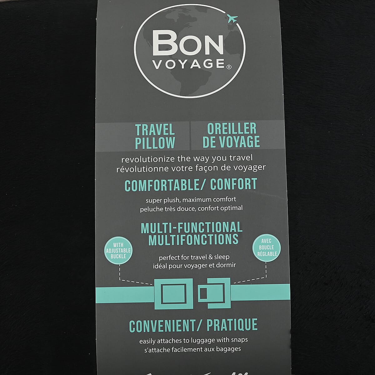 Bon Voyage Memory Foam Square Pillow with Buckle - Black, Square Cushion Insert for Chair Car Sofa Bed, Backrest Cushion, Lower Back Support And Pain Relief Seat Cushion image number 3