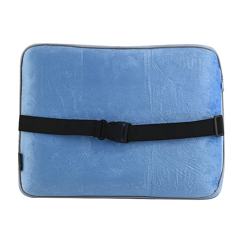 Bon Voyage Memory Foam Square Pillow with Buckle - Blue, Square Cushion Insert for Chair Car Sofa Bed, Backrest Cushion, Lower Back Support And Pain Relief Seat Cushion