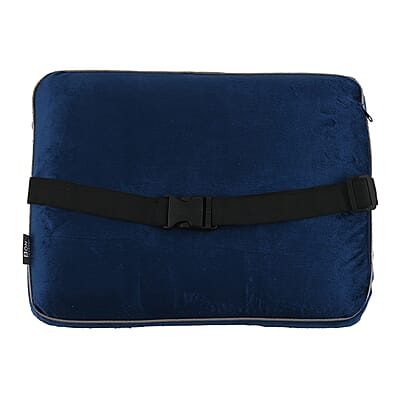 Bon Voyage Memory Foam Square Pillow with Buckle - Navy, Square Cushion Insert for Chair Car Sofa Bed, Backrest Cushion, Lower Back Support And Pain Relief Seat Cushion