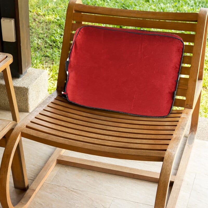 Bon Voyage Memory Foam Square Pillow with Buckle - Red, Square Cushion Insert for Chair Car Sofa Bed, Backrest Cushion, Lower Back Support And Pain Relief Seat Cushion