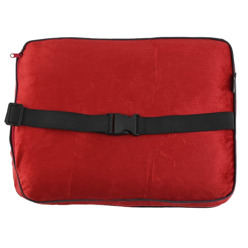 Bon Voyage Memory Foam Square Pillow with Buckle - Red, Square Cushion Insert for Chair Car Sofa Bed, Backrest Cushion, Lower Back Support And Pain Relief Seat Cushion