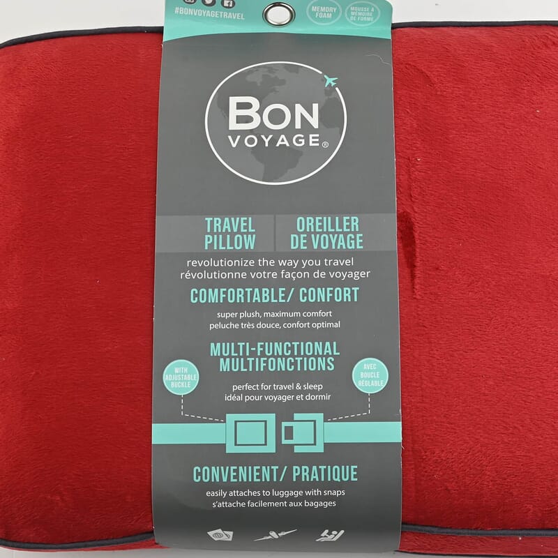 Bon Voyage Memory Foam Square Pillow with Buckle - Red, Square Cushion Insert for Chair Car Sofa Bed, Backrest Cushion, Lower Back Support And Pain Relief Seat Cushion