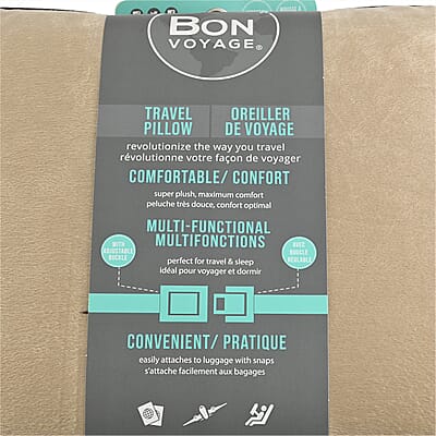 Closeout Bon Voyage Memory Foam Square Pillow with Buckle - Tan, Square Cushion Insert for Chair Car Sofa Bed, Backrest Cushion, Lower Back Support And Pain Relief Seat Cushion