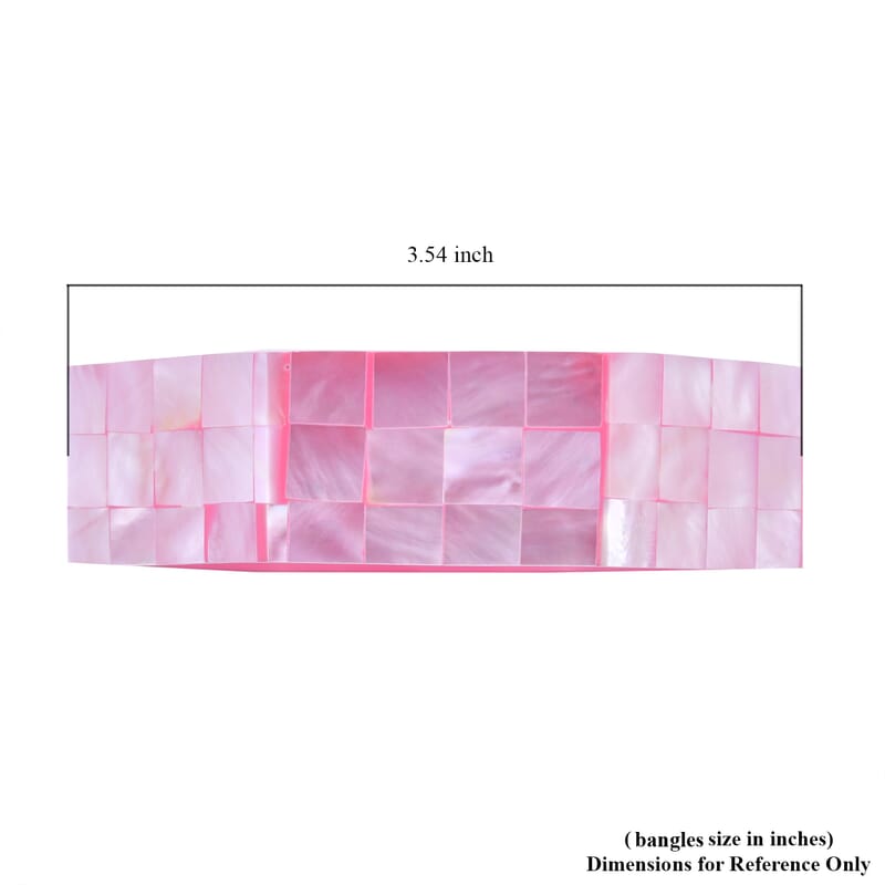 Octagon Pink Mother of Pearl Inlay Bangle Bracelet With Pink Inner Resin (8.0 In)