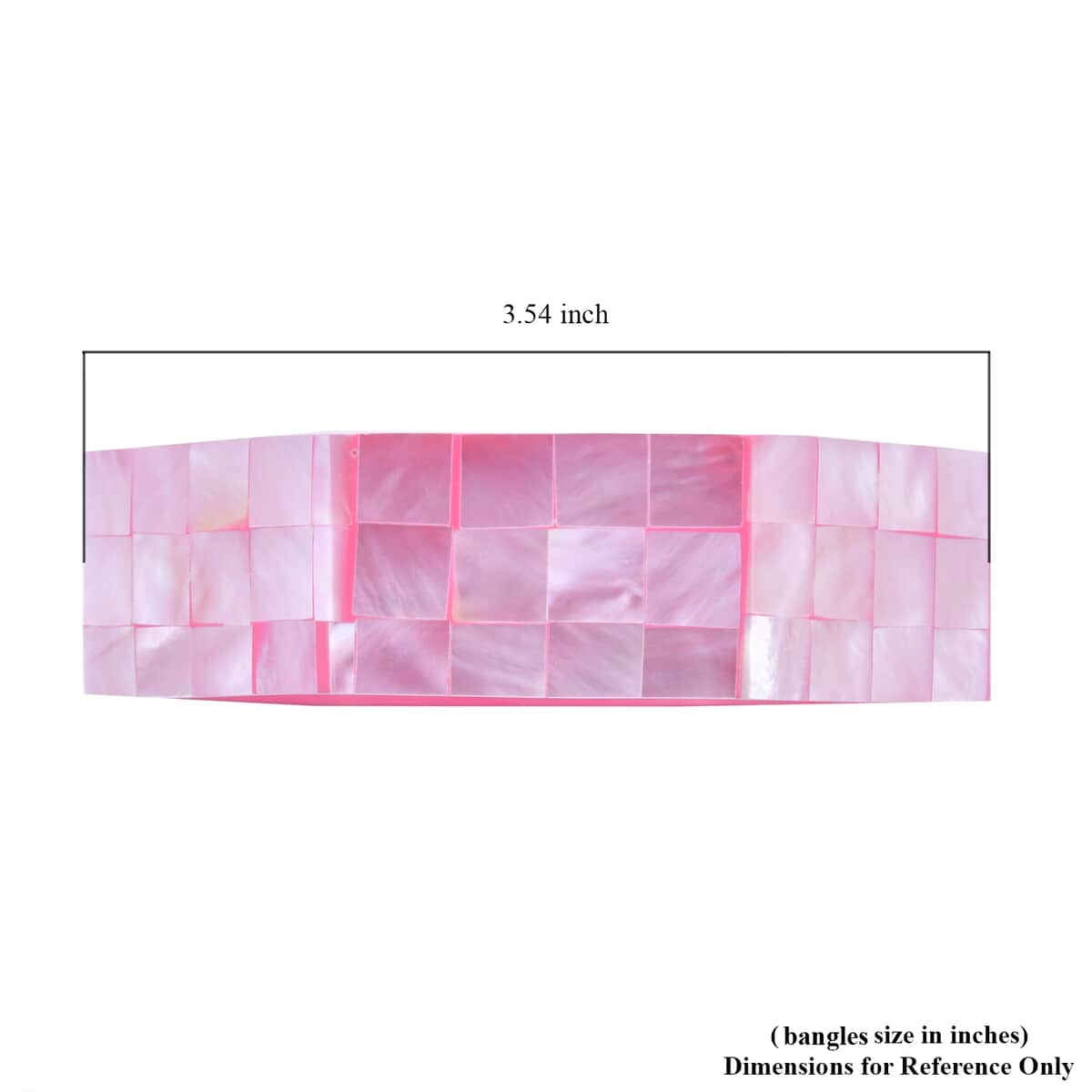 Octagon Pink Mother of Pearl Inlay Bangle Bracelet With Pink Inner Resin (8.0 In) image number 4