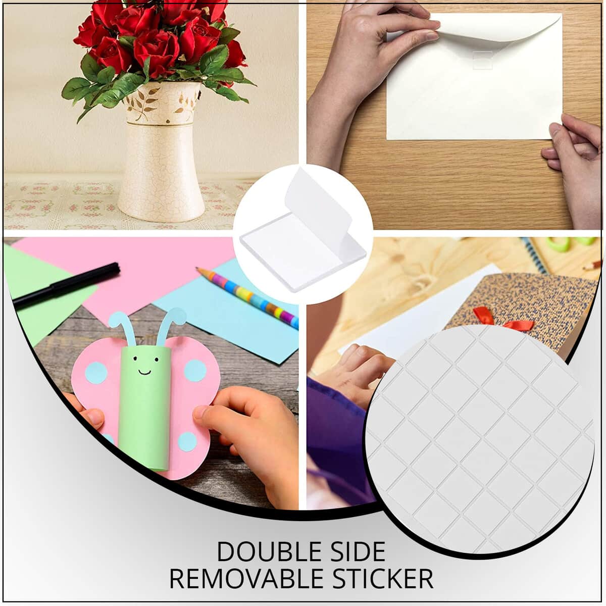 White Acrylic 840pcs Square Double Side Removable Sticker image number 1