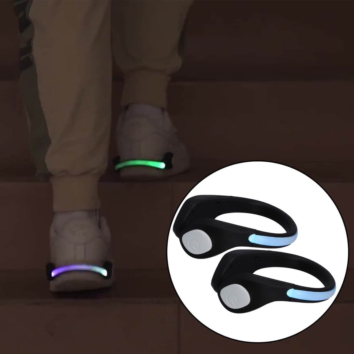 Set of 2 Black LED Shoe Clip Light (Multi Color Light), Reflective Safety Night Running Gear for Runners Joggers Bikers Walkers, Two Modes With Wide Angle Visibility image number 1