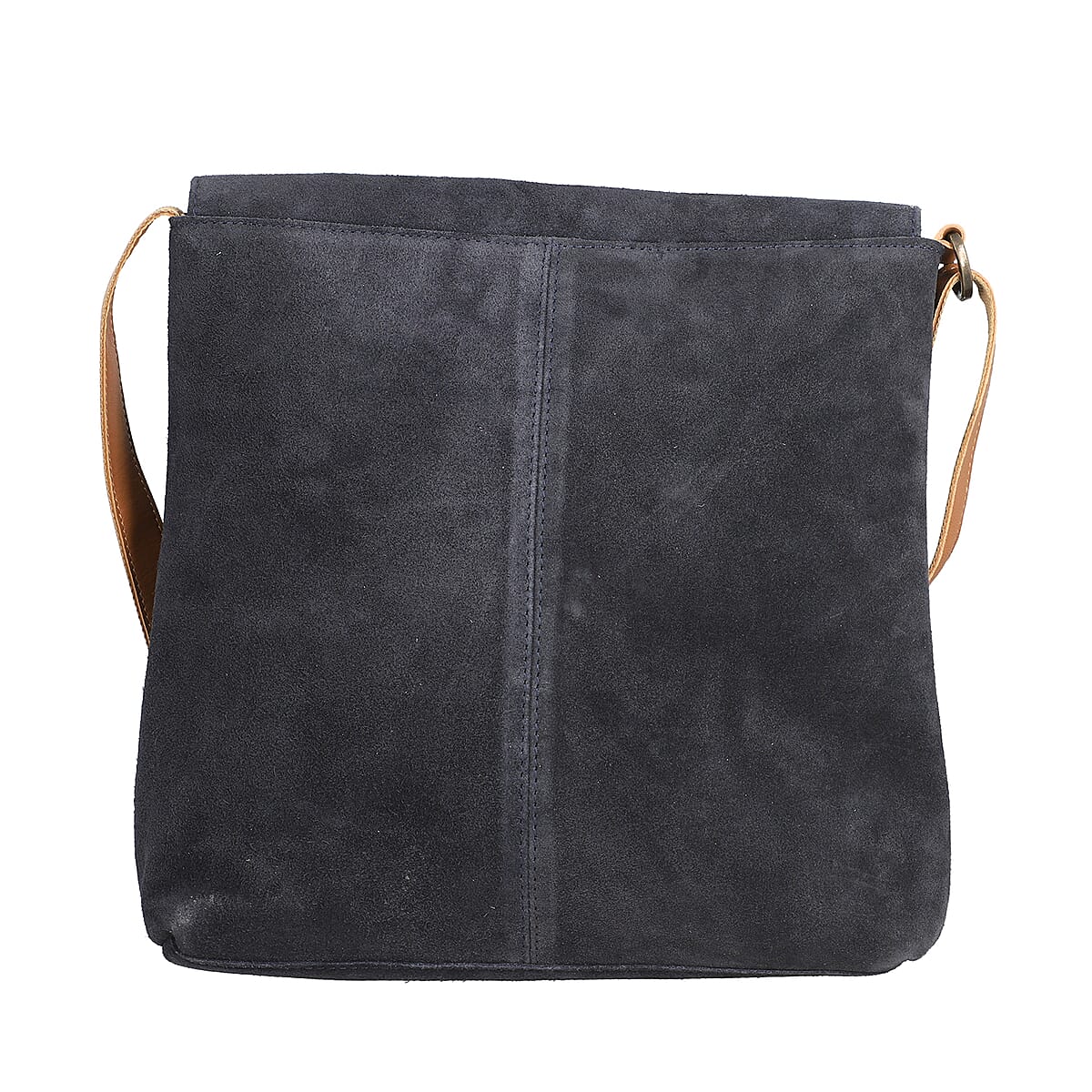 Black Genuine Leather Crossbody Bag (10.62"x2.75"x11.02") with Detachable Shoulder Strap image number 3