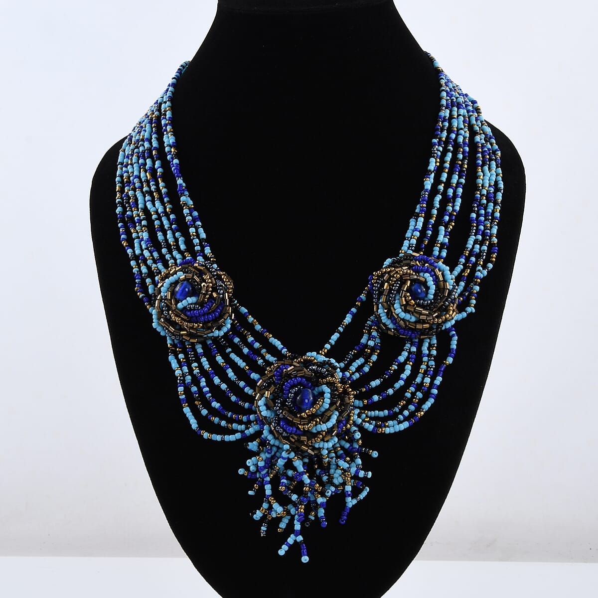 Multi Gemstone Seed Beads Flower Necklace (20 Inches) image number 4