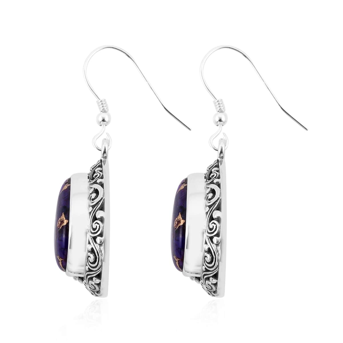 Bali Legacy Mojave Purple Turquoise Earrings in Sterling Silver 17.70 ctw image number 3