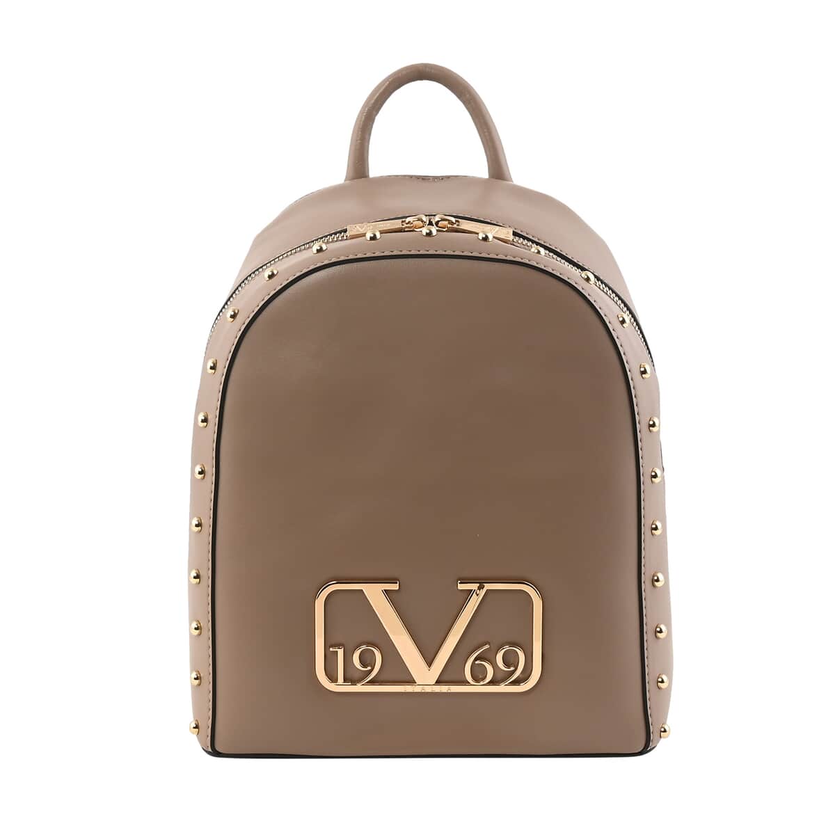 19V69 ITALIA by Alessandro Versace Smooth Texture Faux Leather Backpack with Detachable Strap - Beige (12X9.5X4.75) image number 0