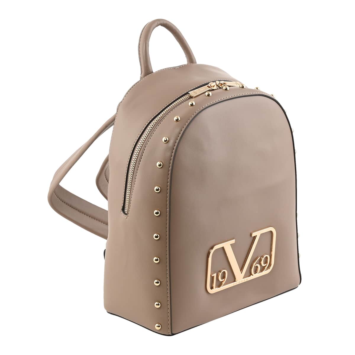 19V69 ITALIA by Alessandro Versace Smooth Texture Faux Leather Backpack with Detachable Strap - Beige (12X9.5X4.75) image number 2