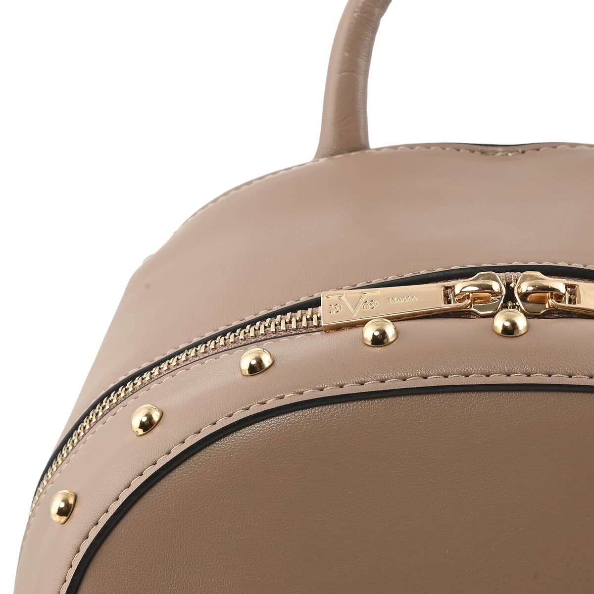 19V69 ITALIA by Alessandro Versace Smooth Texture Faux Leather Backpack with Detachable Strap - Beige (12X9.5X4.75) image number 4