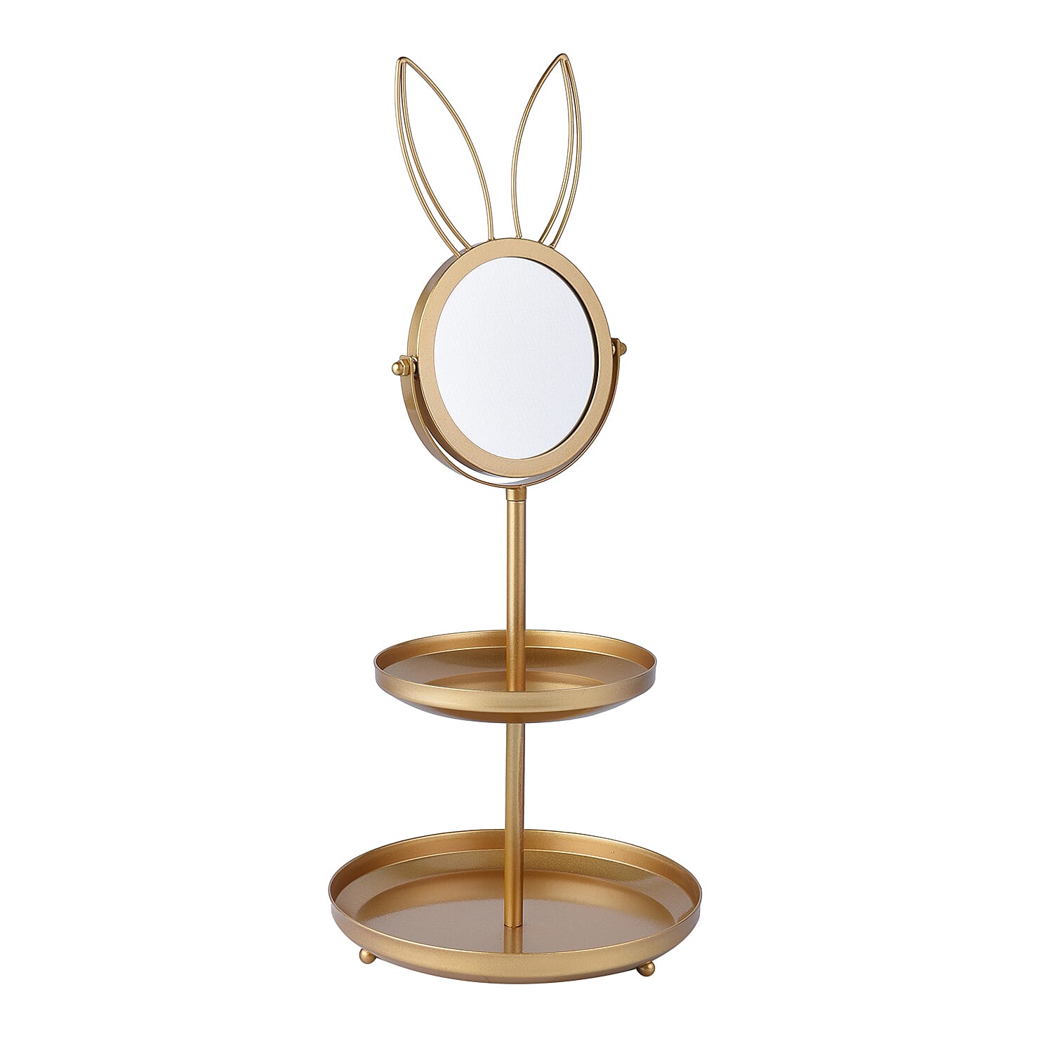 Rabbit Shape 3 layer Jewelry Rack with Mirror in Goldtone