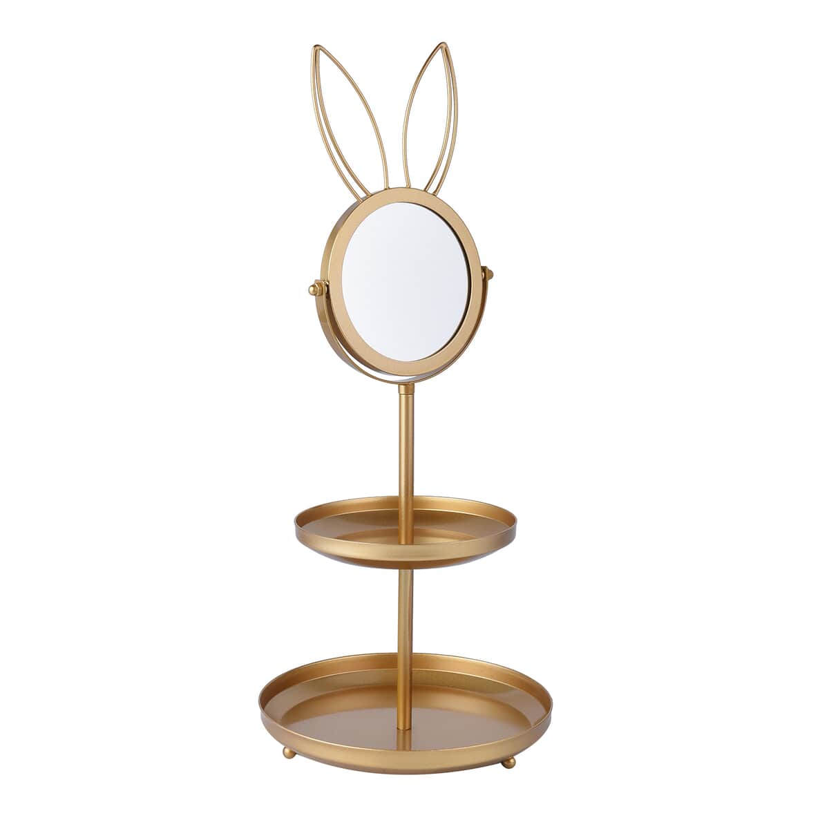 Rabbit Shape 3 layer Jewelry Rack with Mirror in Goldtone image number 6