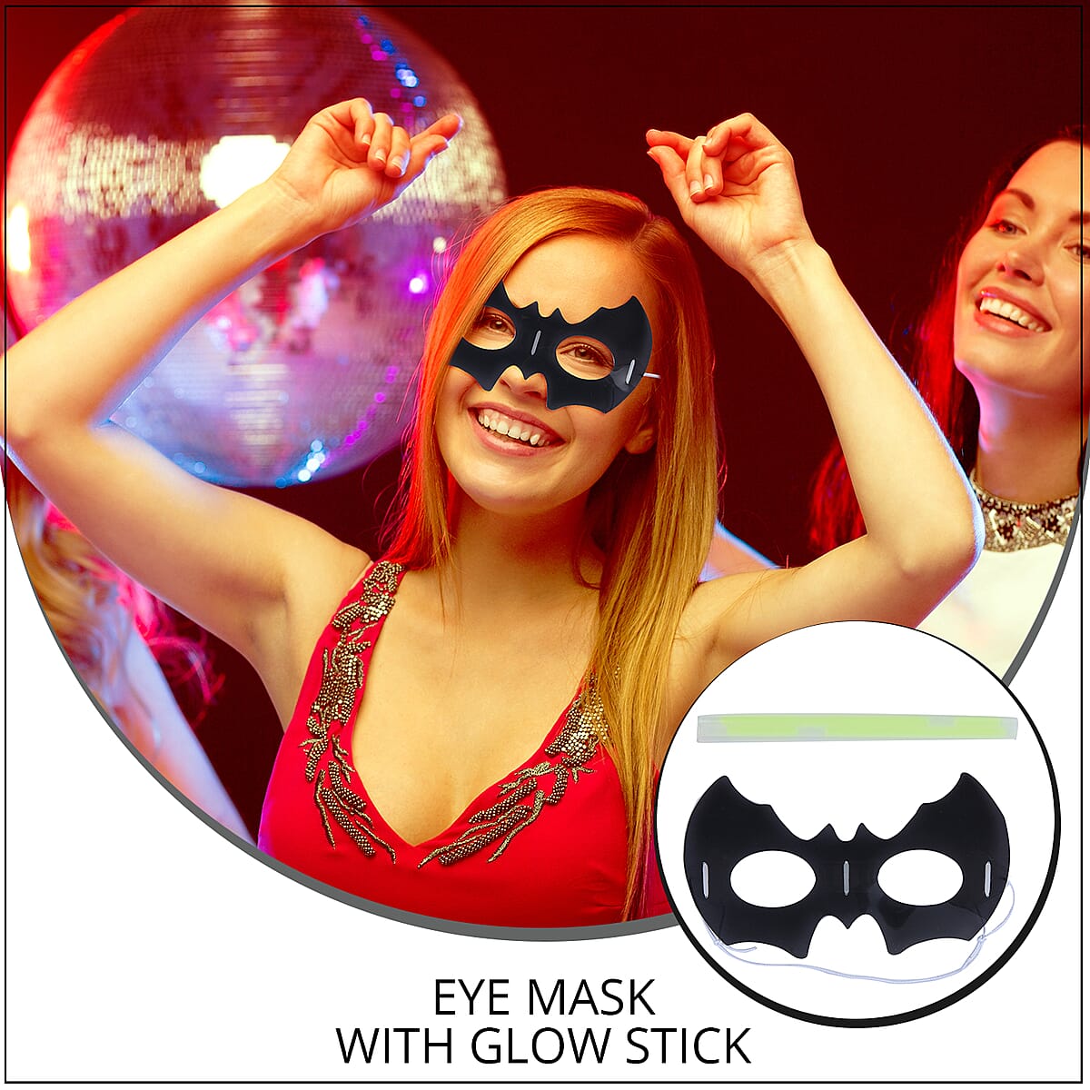 Green Glow in The Dark Eye Mask with Glow Stick image number 1