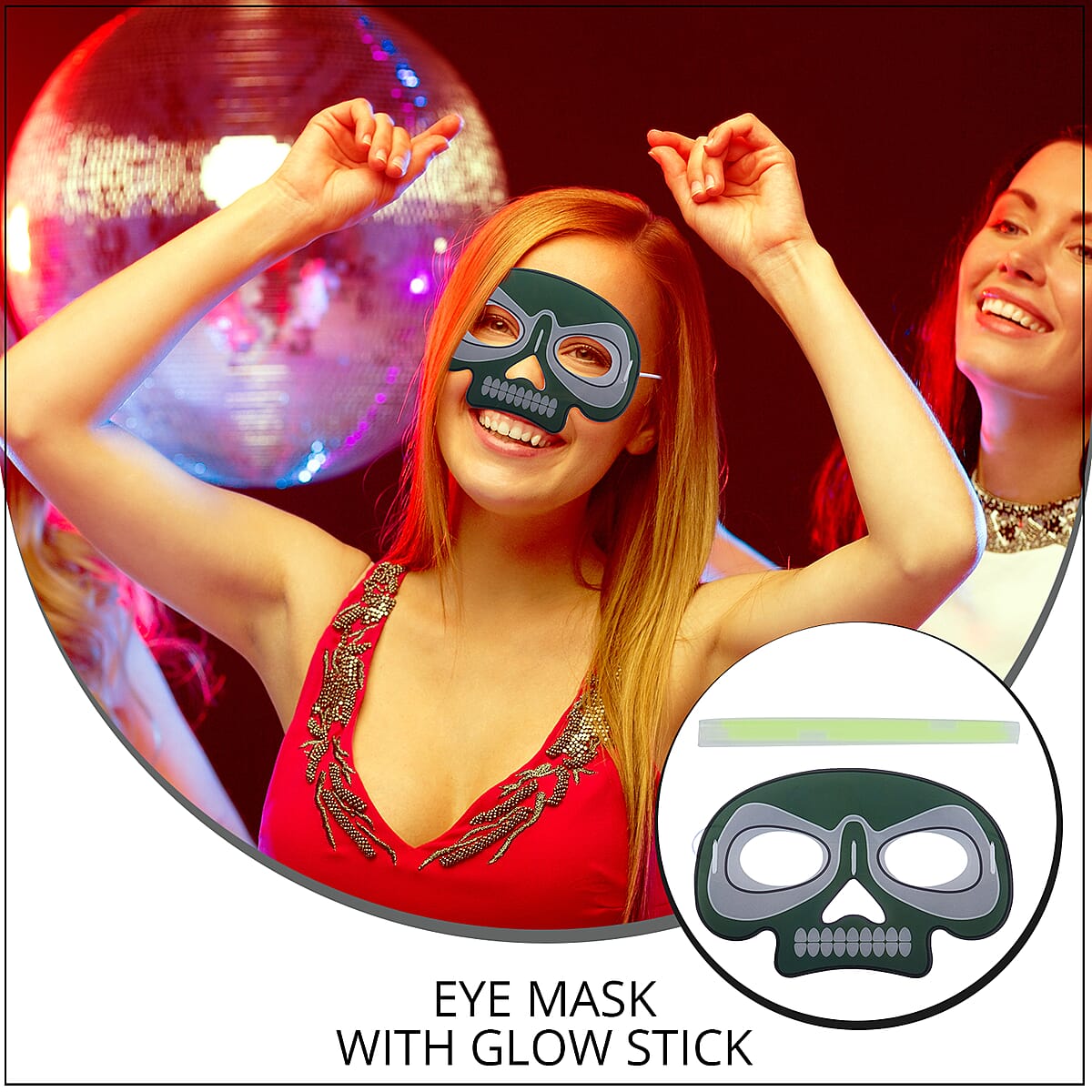 Blue Glow in The Dark Eye Mask with Glow Stick image number 1