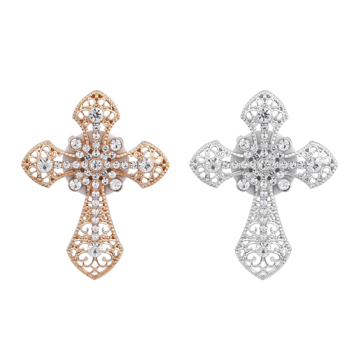 Set of 2 Gold and Silver Cross Inspired Vent Clip Freshener (2.16"x2.75") image number 0