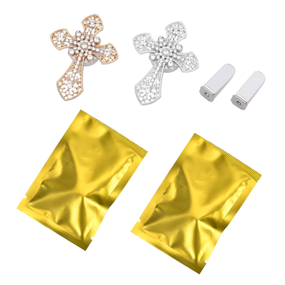 Set of 2 Gold and Silver Cross Inspired Vent Clip Freshener (2.16"x2.75") image number 5