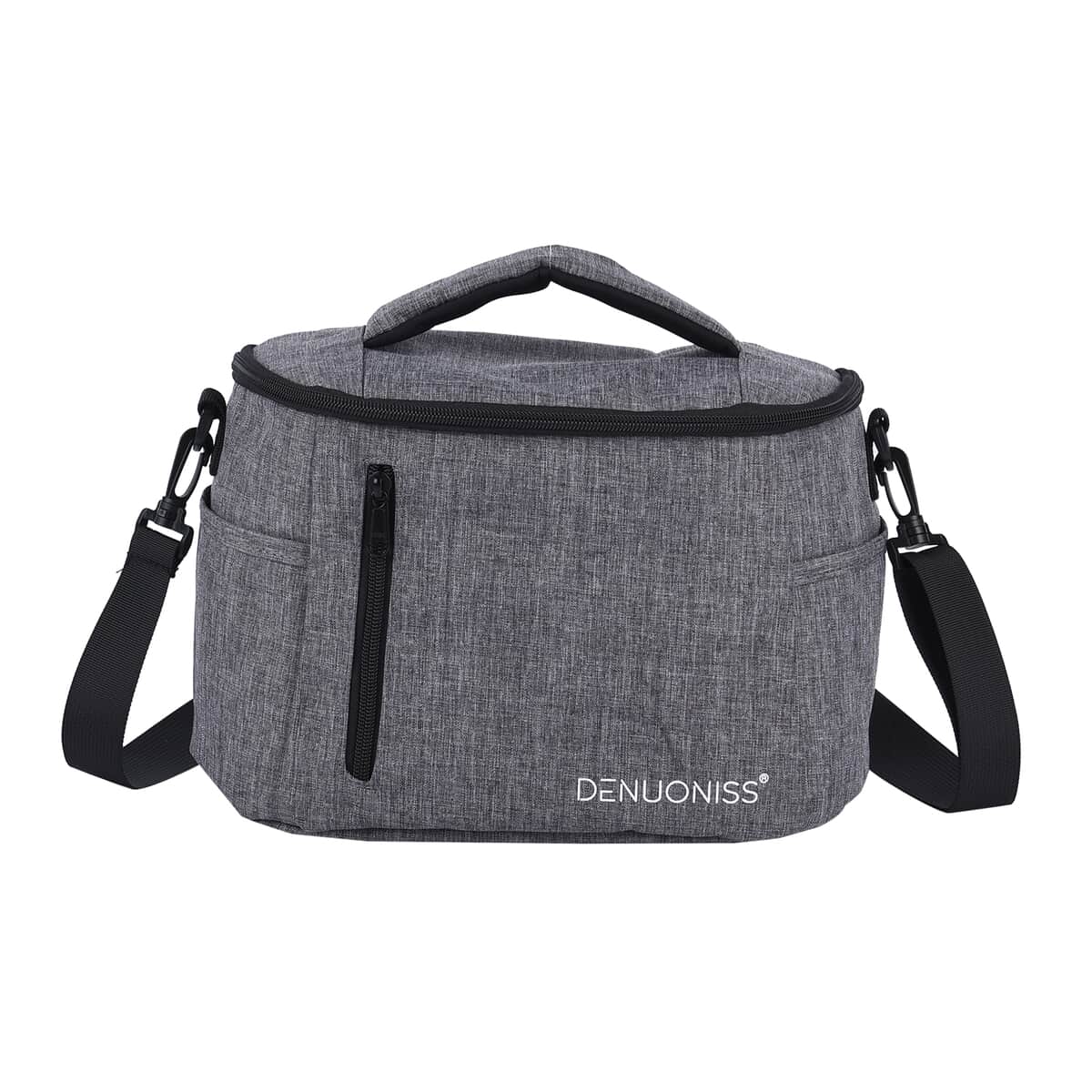 Gray Color Aluminum Foil Lunch Box with Handle Drop and Padded Shoulder Strap (11.42"x7.87") image number 0