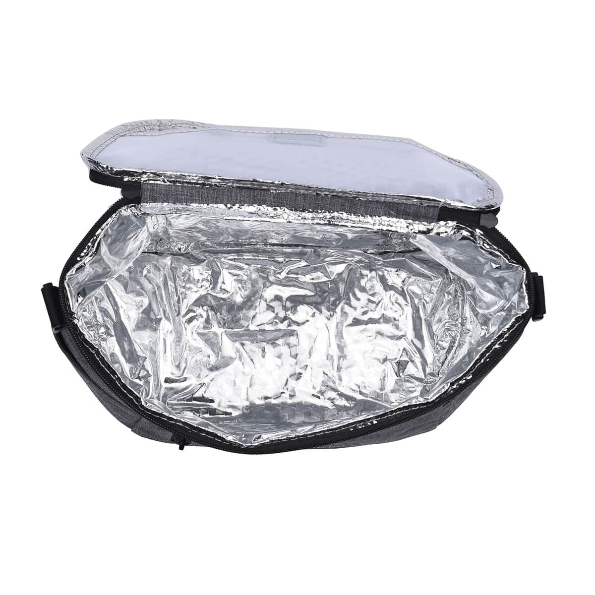 Gray Color Aluminum Foil Lunch Box with Handle Drop and Padded Shoulder Strap (11.42"x7.87") image number 4