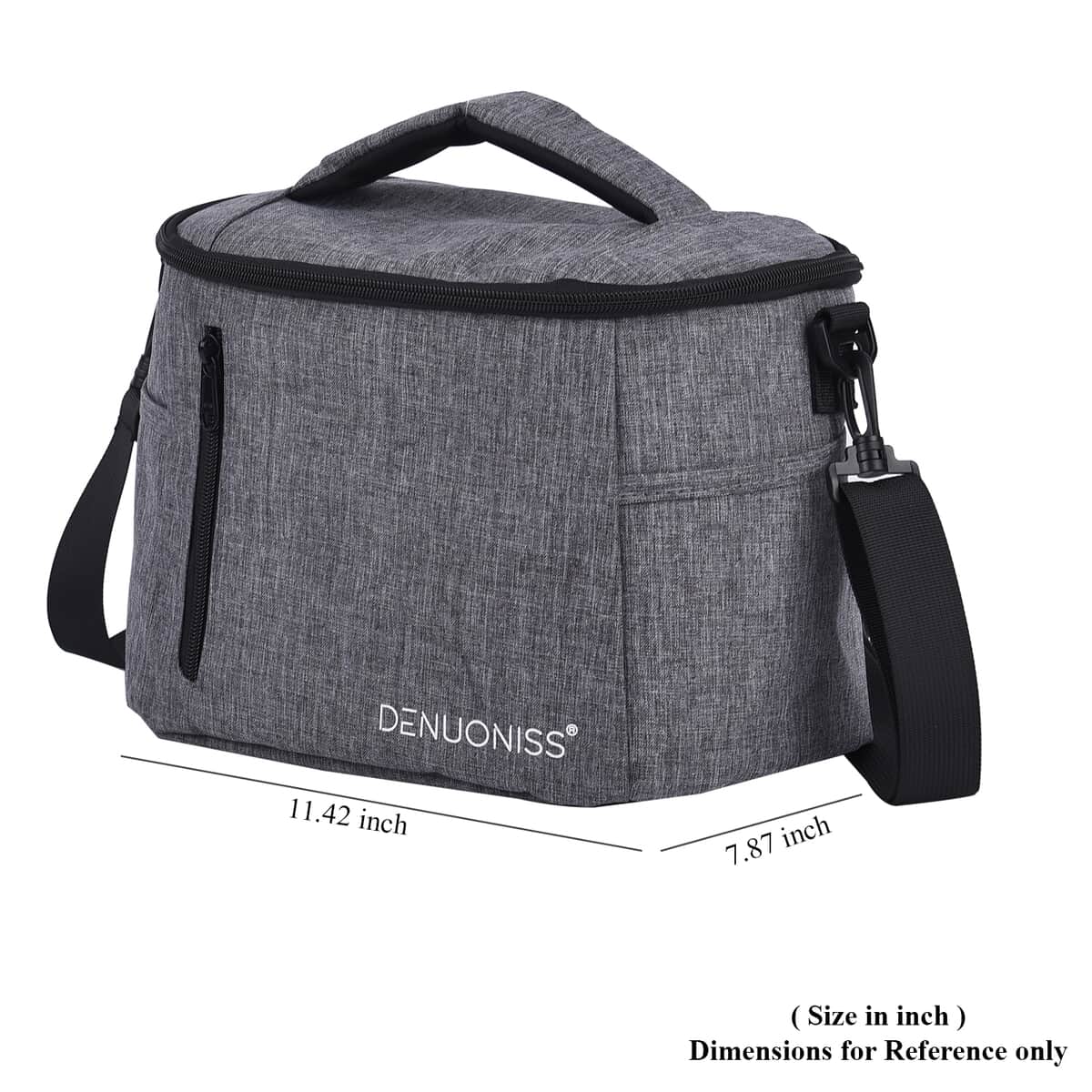 Gray Color Aluminum Foil Lunch Box with Handle Drop and Padded Shoulder Strap (11.42"x7.87") image number 5