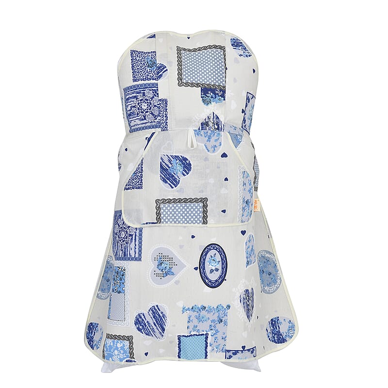 Homesmart White and Blue Cotton Tie-Free Apron