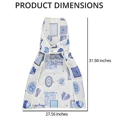 Homesmart White and Blue Cotton Tie-Free Apron