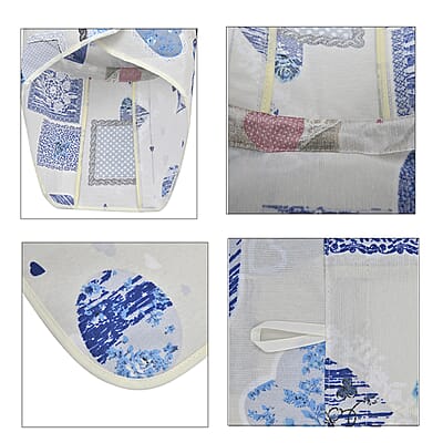 Homesmart White and Blue Cotton Tie-Free Apron